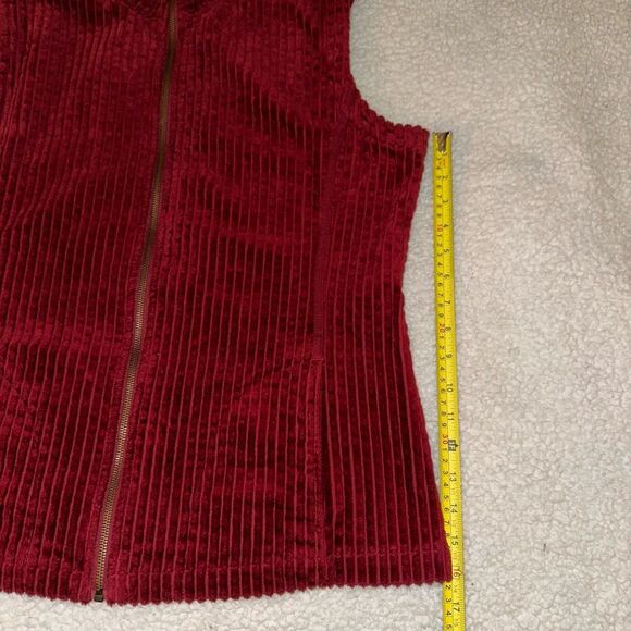 Woolrich Vintage Corduroy Zipper Vest Deep Ruby Red Womens Large EUC - Picture 10 of 11